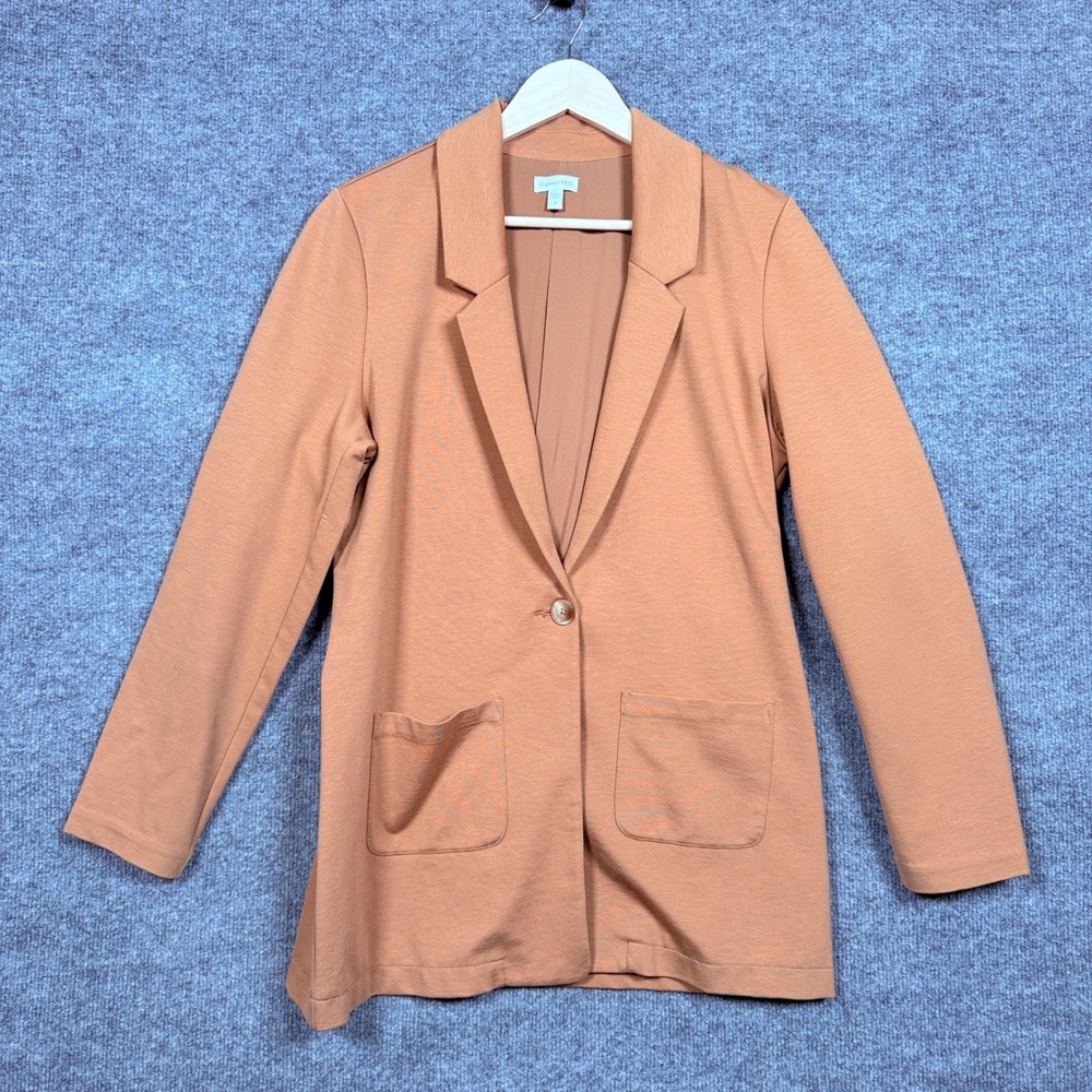 Garnet Hill Size 8 Blazer Jacket Brown Single Breasted Wool Blend Office Career